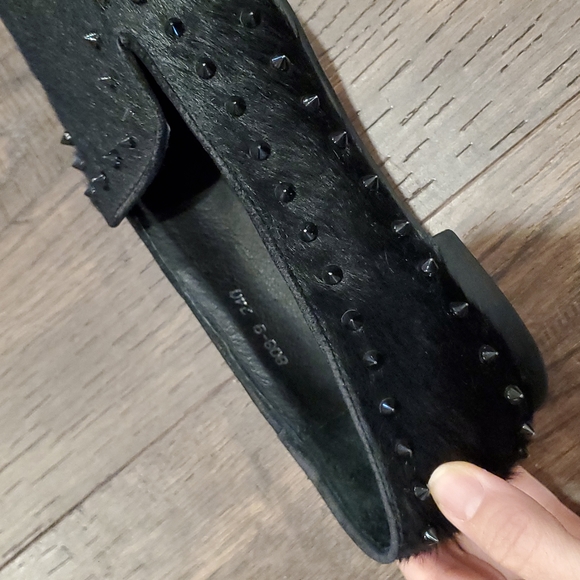 Dolce Vita Leather & Black Fur/Studded Loafers Size 7.5 - Picture 5 of 5